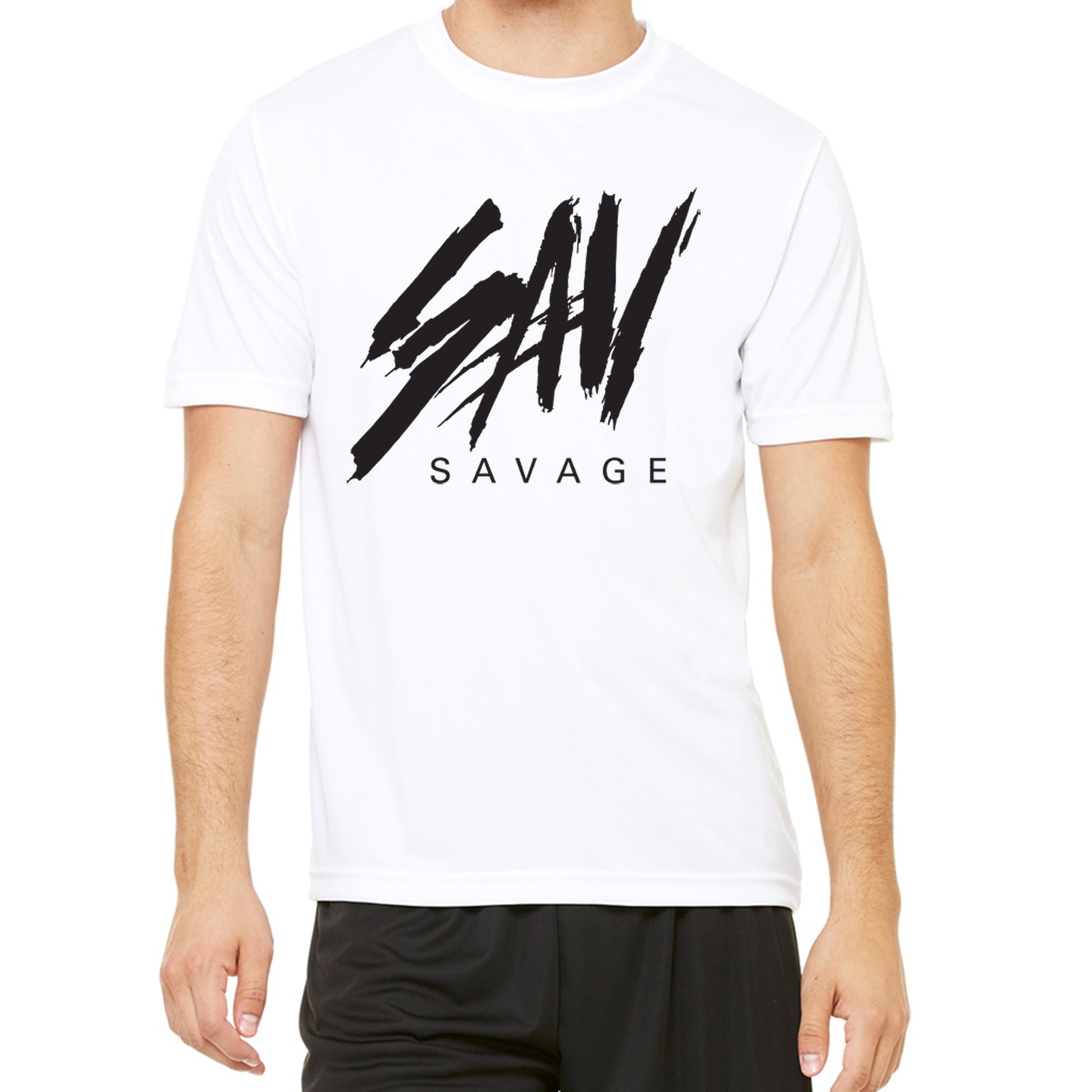 SAVAGE Performance White Short-Sleeve Sport Tee